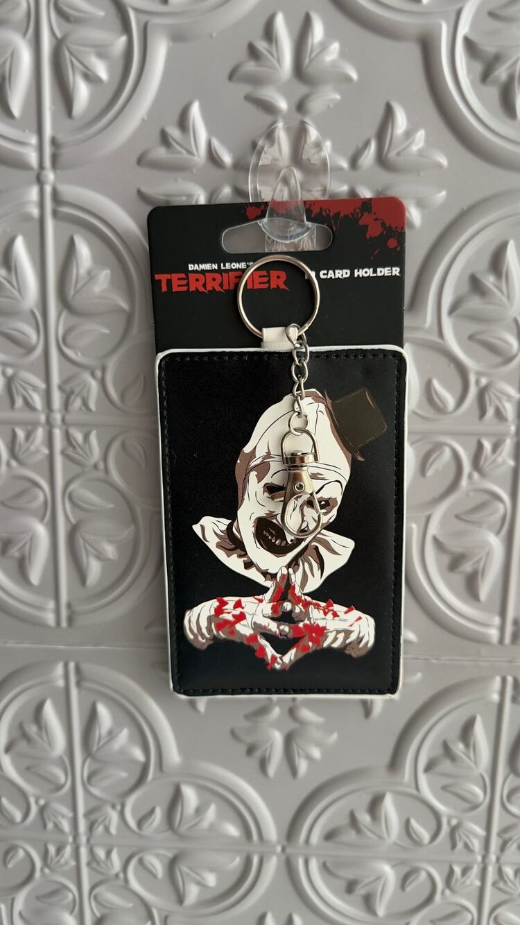 Terrifier Art the Clown Faux Leather ID Card Holder Lanyard Keychain NEW